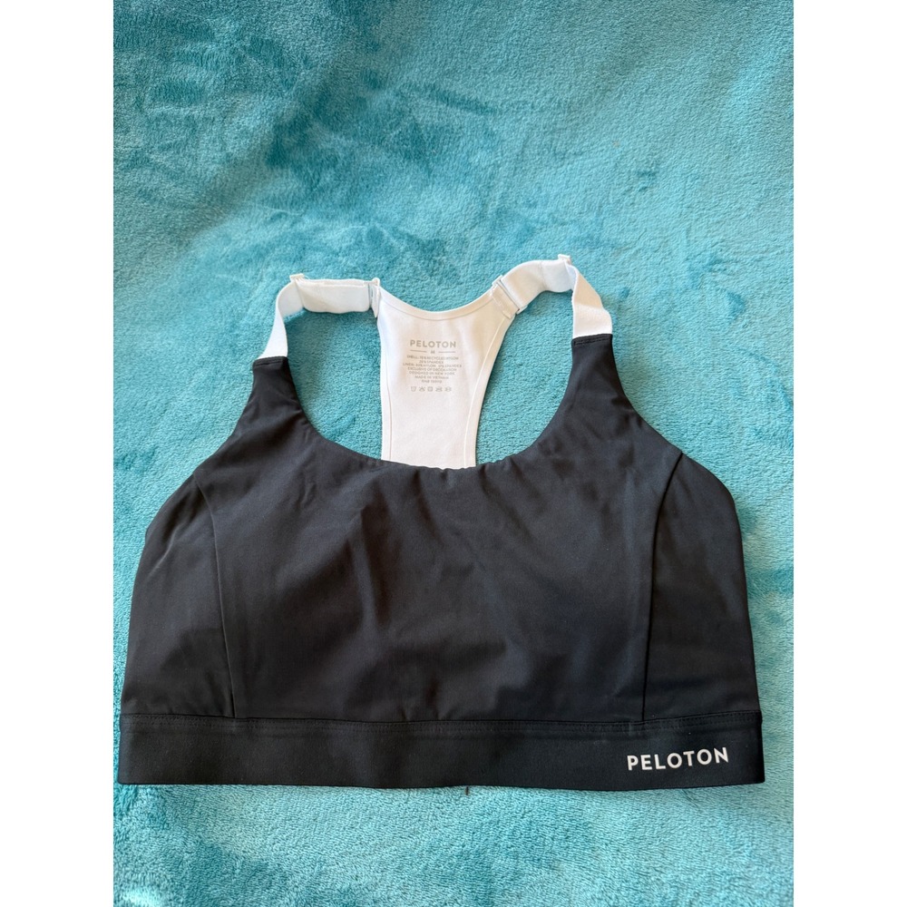 Peloton Womens Racerback Sports Bra‎ Black White High Impact Size M RN 150110
